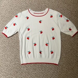 Women’s Cherry Knit Short Sleeve Sweater
